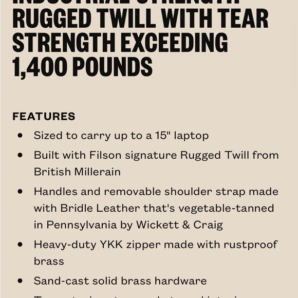 Filson Rugged Twill Original Briefcase - Picture 4 of 9